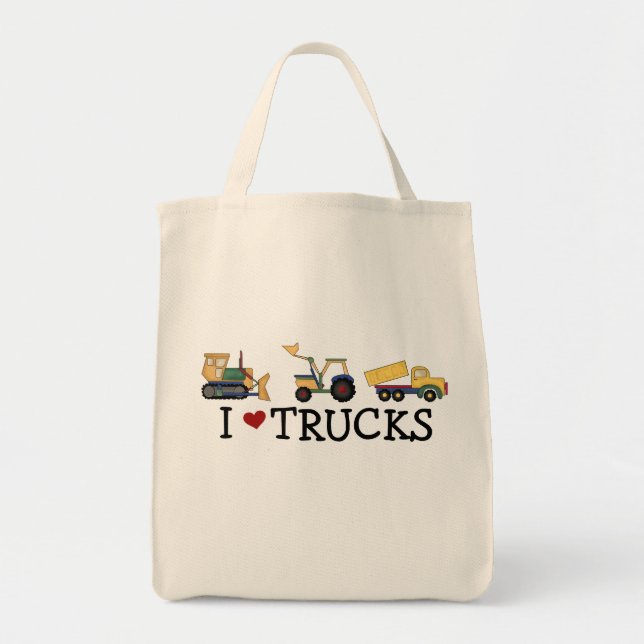 I Love Trucks T-shirts and Gifts Tote Bag (Front)