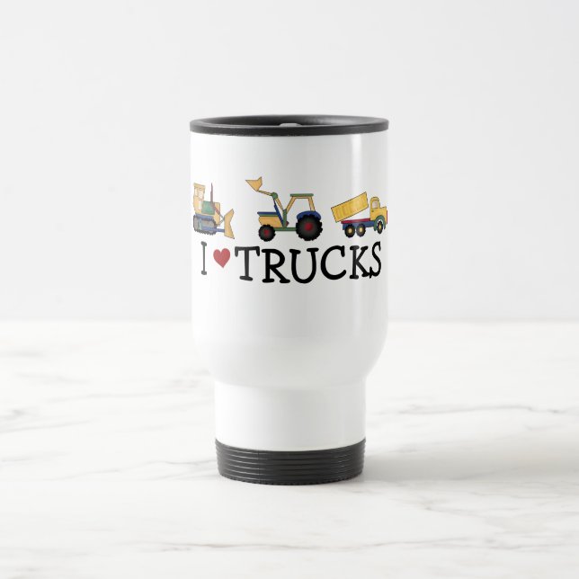 I Love Trucks T-shirts and Gifts Travel Mug (Center)