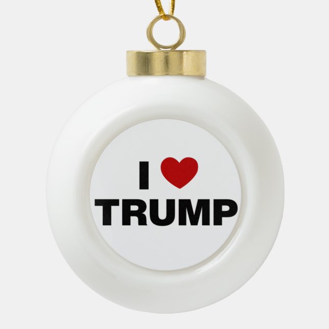 I Love Trump Ceramic Ball Christmas Ornament (Front)
