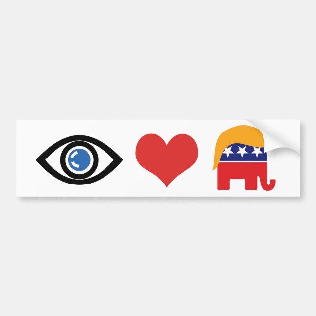 I Love Trump - GOP Elephant Hair Logo Bumper Sticker (Front)