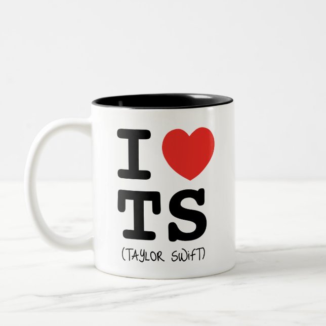 I Love TS Taylor Swift Customize Celeb Name Two-Tone Coffee Mug (Left)