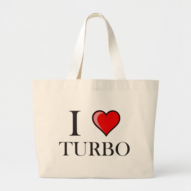 I Love Turbo Large Tote Bag (Front)