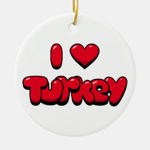I Love Turkey Ceramic Tree Decoration