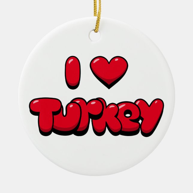 I Love Turkey Ceramic Tree Decoration (Front)