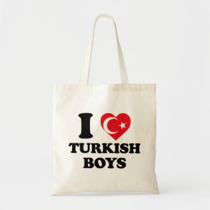 I Love Turkish Boys Turkey Flag Heart Tote Bag