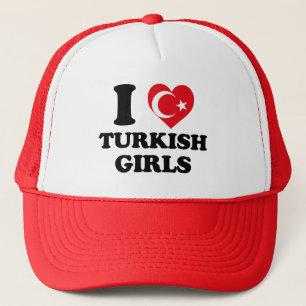 I Love Turkish Girls Turkey Flag Heart Trucker Hat