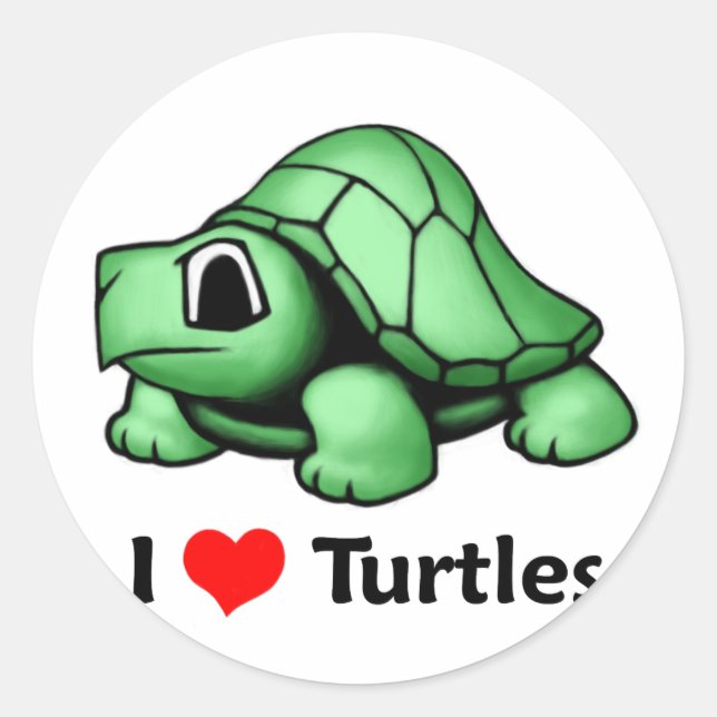 I love Turtles Classic Round Sticker (Front)