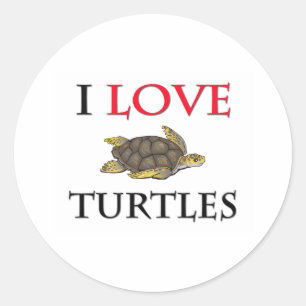 I Love Turtles Classic Round Sticker