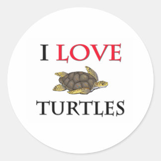 I Love Turtles Classic Round Sticker