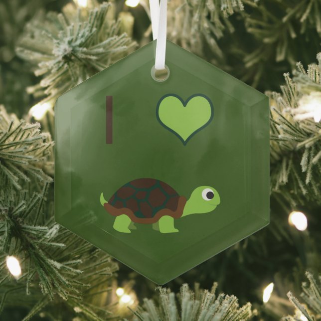 I Love Turtles Glass Tree Decoration (Insitu)