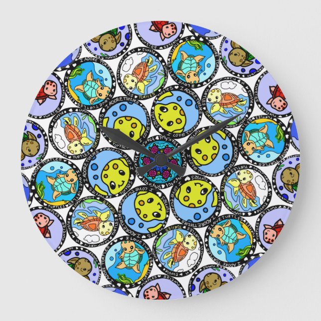 I love turtles phone case large clock (Front)