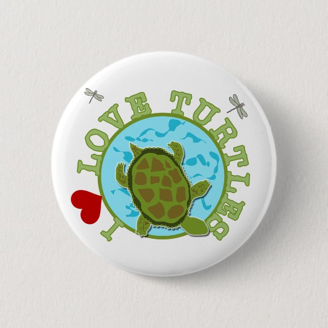 I Love Turtles Tshirts and Gifts 6 Cm Round Badge (Front)