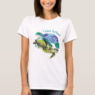 I Love Turtles With Two Turtles   T-Shirt