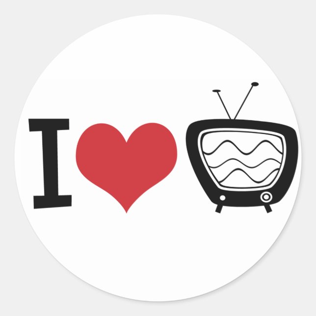 I Love TV Classic Round Sticker (Front)