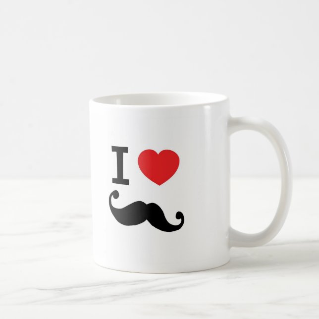 I Love twirly moustache Coffee Mug (Right)