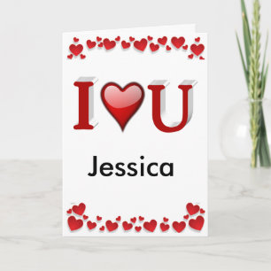 I Love U Custom Valentines Day Card