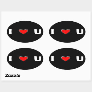 I LOVE U "HEART ART" OVAL STICKER