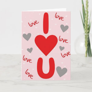 I Love U Heart Pattern Card