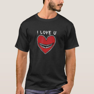 I Love U  Heart With Teeth Motif  Hoodie Print T-Shirt