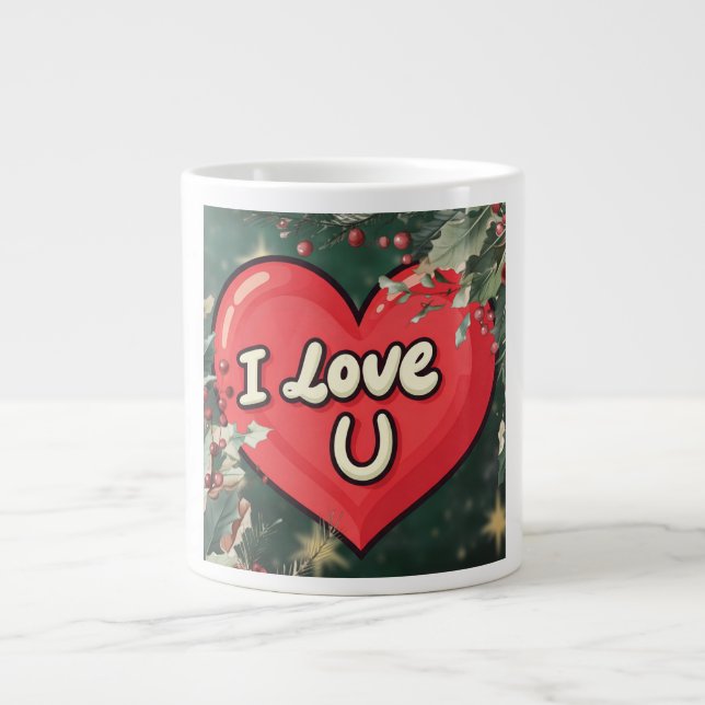 I love u large coffee mug (Front)