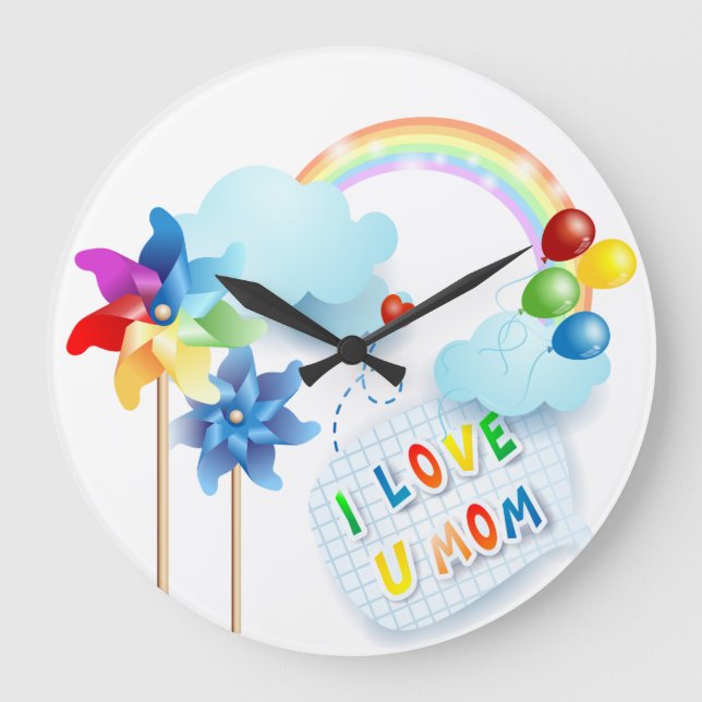 I love U mom Large Clock (Front)