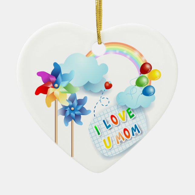 I love U mum Ceramic Tree Decoration (Front)