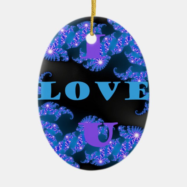 I Love U.png Ceramic Tree Decoration (Front)