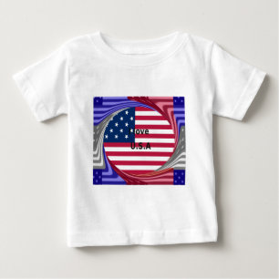 I Love U.S.A. Swirl: Patriotic Heart Art Print  Baby T-Shirt