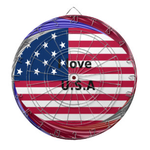 I Love U.S.A. Swirl: Patriotic Heart Art Print  Dartboard