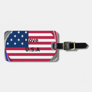 I Love U.S.A. Swirl: Patriotic Heart Art Print  Luggage Tag