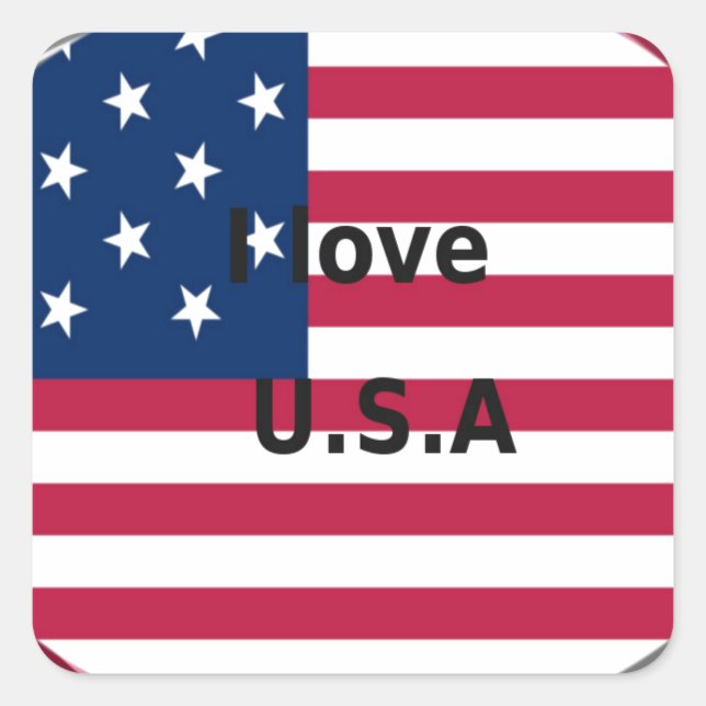 I Love U.S.A. Swirl: Patriotic Heart Art Print  Square Sticker (Front)