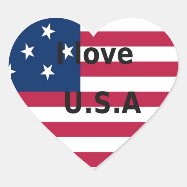 I Love U.S.A. Swirl: Patriotic Heart Art Print  Sticker (Front)