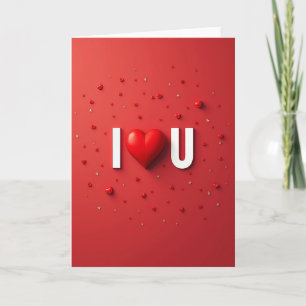 I Love U Scattered Hearts Card