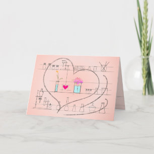 "I love U" spelled by glassware - blank card