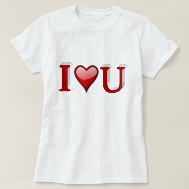 I Love U Valentines Day Red T-Shirt (Design Front)