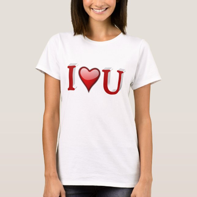 I Love U Valentines Day Red T-Shirt (Front)