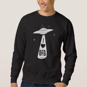 I Love Ufos Classic Alien Ship Design Sweatshirt