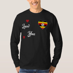 I Love Uganda With Uganda Flag In a Heart Ugandan T-Shirt