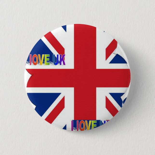 I LOVE UK 6 CM ROUND BADGE (Front)