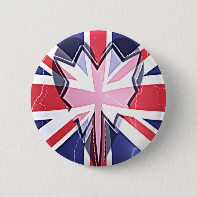 "I Love UK" Art Print 6 Cm Round Badge (Front)