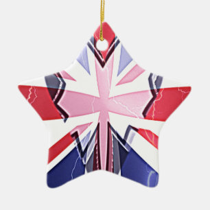 "I Love UK" Art Print Ceramic Tree Decoration