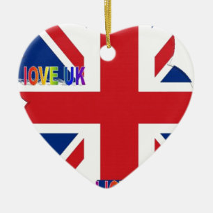 I Love UK Art Print Ceramic Tree Decoration