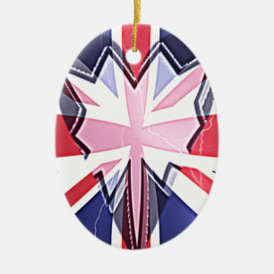 "I Love UK" Art Print Ceramic Tree Decoration