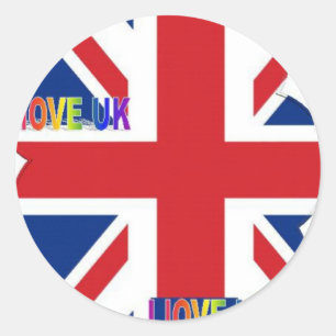 I Love UK Art Print Classic Round Sticker
