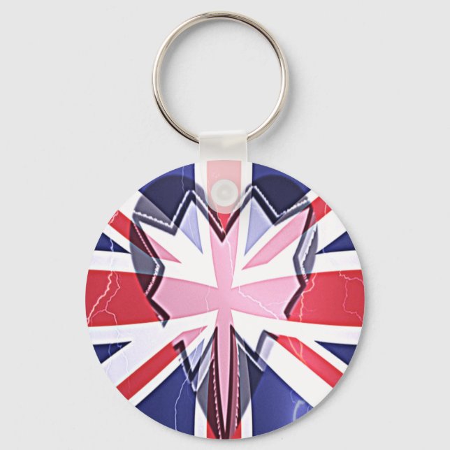 "I Love UK" Art Print Key Ring (Front)