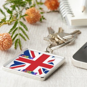 I Love UK Art Print Key Ring