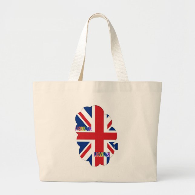 I Love UK Art Print Large Tote Bag (Front)