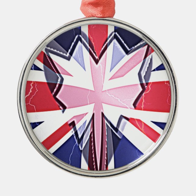 "I Love UK" Art Print Metal Tree Decoration (Front)