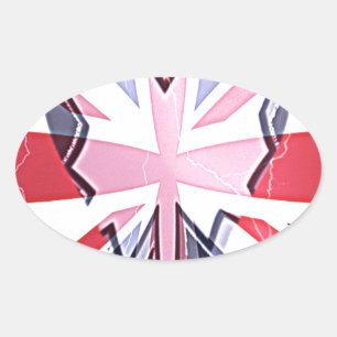 "I Love UK" Art Print Oval Sticker
