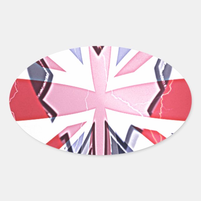 "I Love UK" Art Print Oval Sticker (Front)